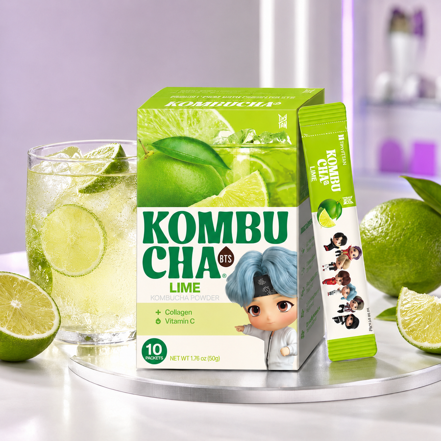 BTS TinyTAN lime kombucha, box with 10 sachets of 5 g