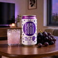Calpis grape soda retro 1996 edition, 350 ml can with grapes and iced glass