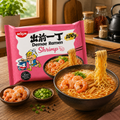 Nissin Demae Shrimp Ramen 100 g served with shrimp and spring onion